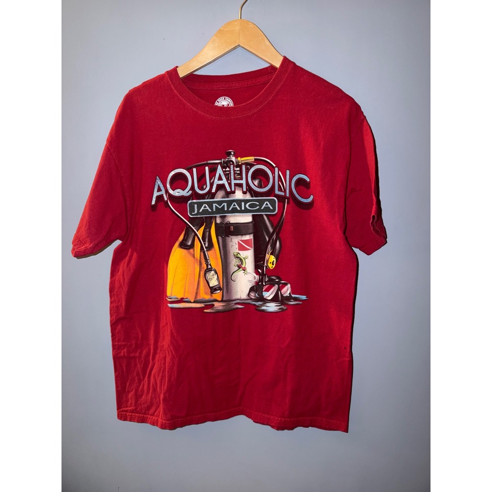 The‎ Duck Company Aquaholic Jamaica Scuba Diving Graphic T-Shirt Red Mens Large